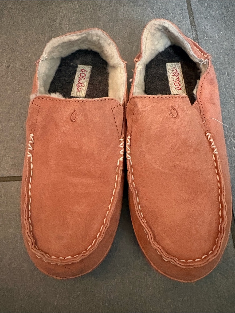 OluKai women’s Slip-On Suede Loafers — pink